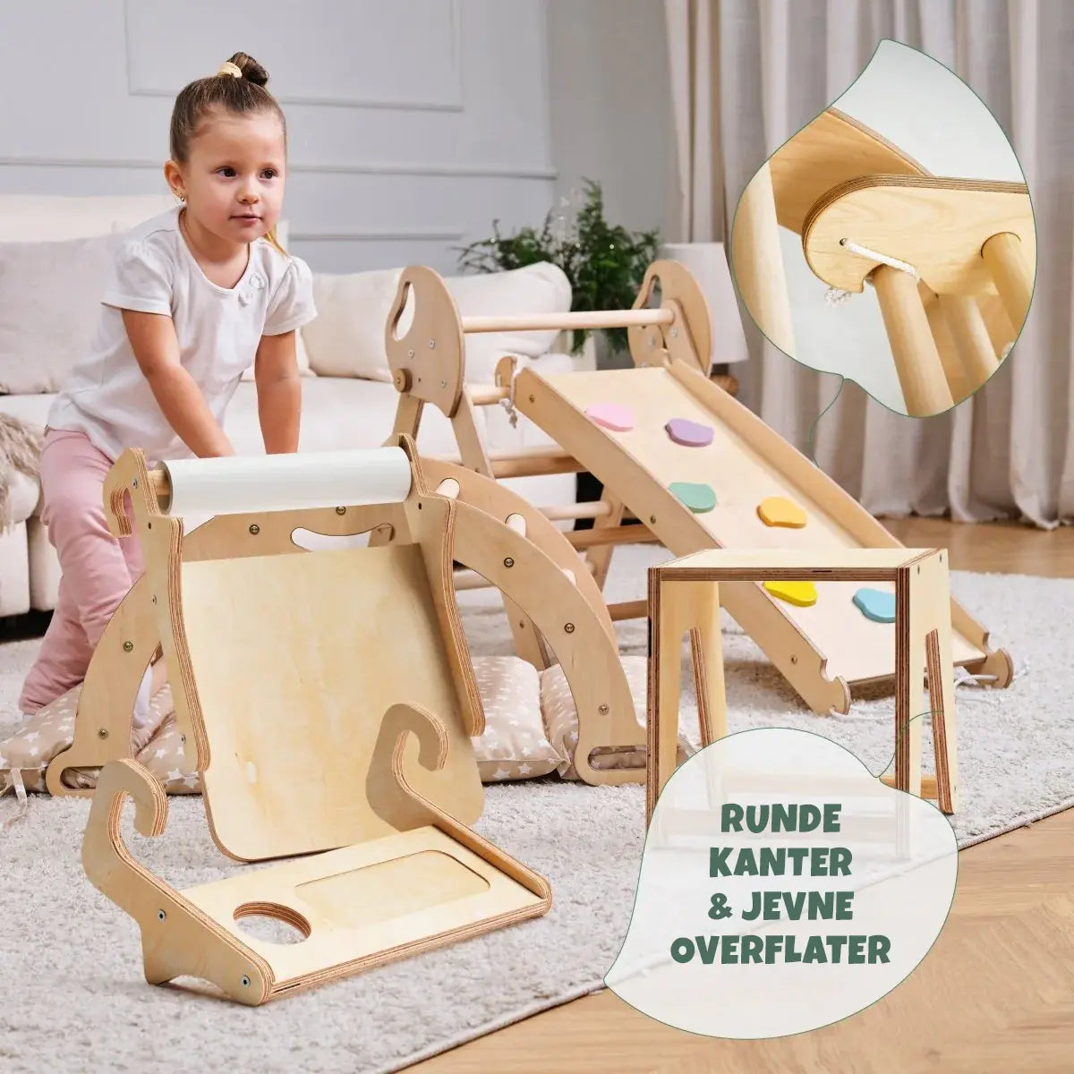4-i-1 Montessori Klatrestativ med Kunsttavle (1-3 år) - detaljbilde 8 - KUL KID