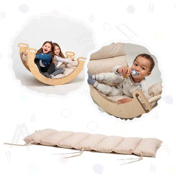 Pute for klatrebue i 100% bomull – beige, 115×50 cm, trygt underlag for barn